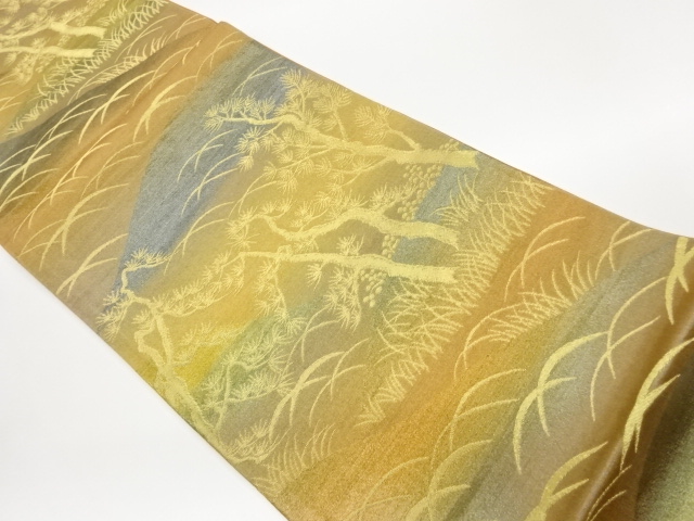 木々に芝・風景模様織出し袋帯